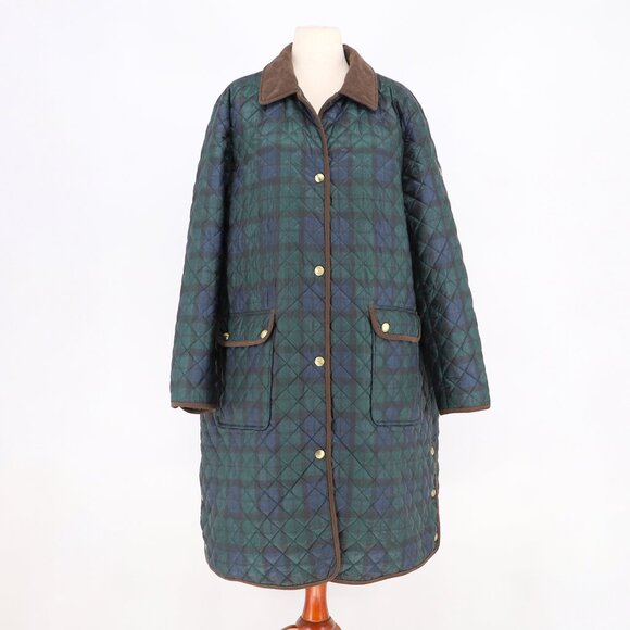 LAUREN RALPH LAUREN Plaid Diamond-Quilted A-Line Jacket Blackwatch Size 2X - Picture 5 of 16